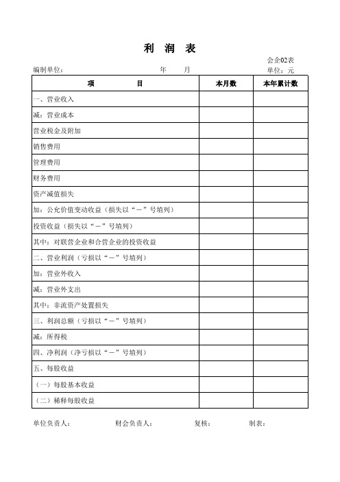 会企02表-利润表