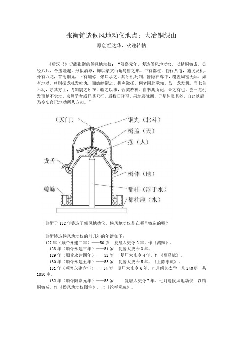 张衡铸造候风地动仪地点