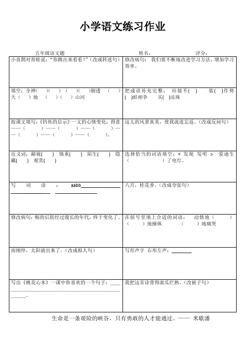 苏教版小学语文五年级练习备课4