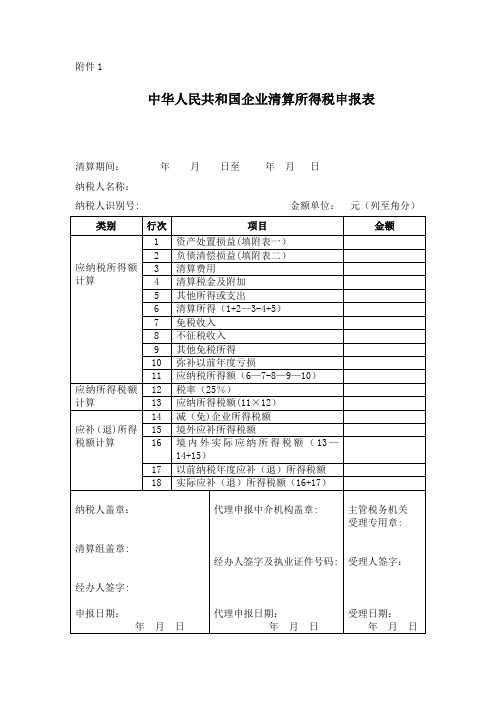 企业注销清算表【范本模板】