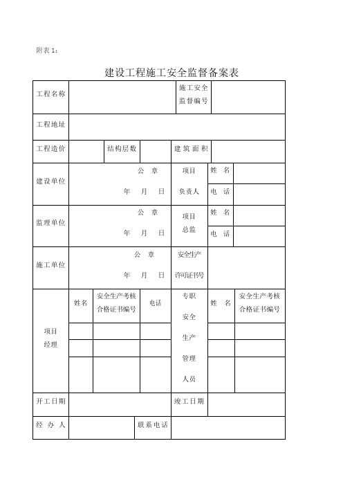 安全监督备案表