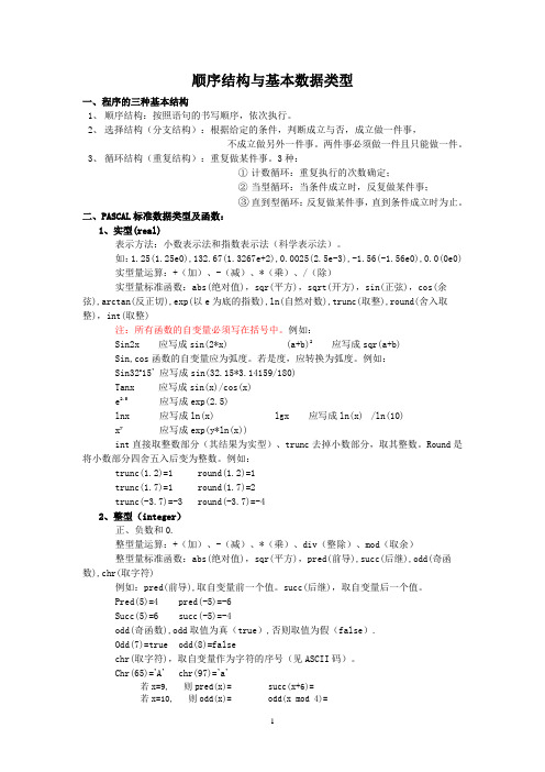 pascal 顺序结构与基本数据类型