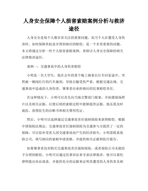 人身安全保障个人损害索赔案例分析与救济途径