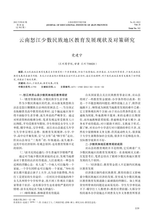 云南怒江少数民族地区教育发展现状及对策研究