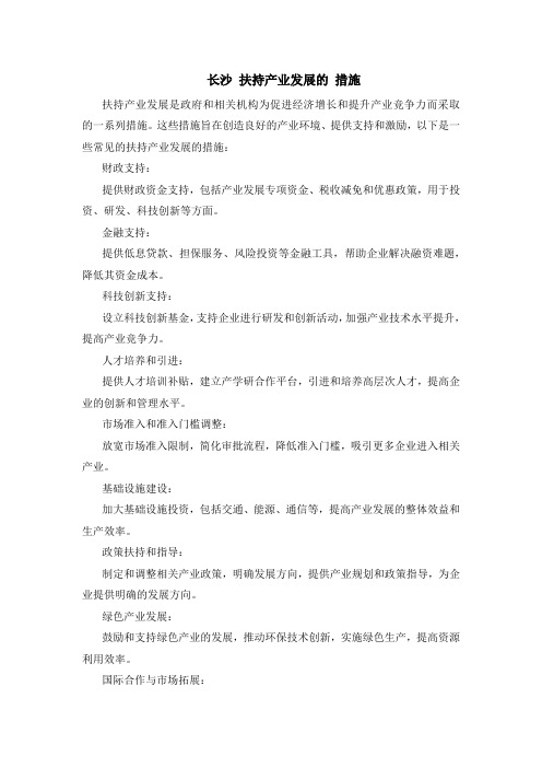 长沙 扶持产业发展的 措施