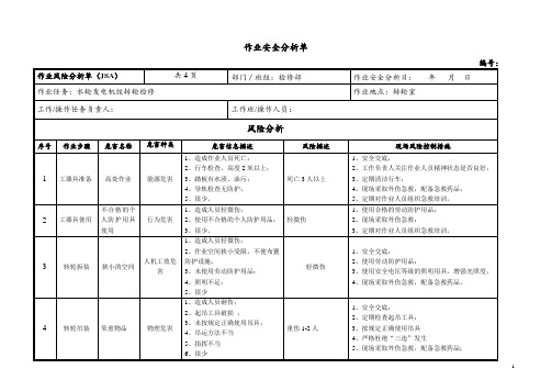 水轮发电机组转轮检修安全分析单