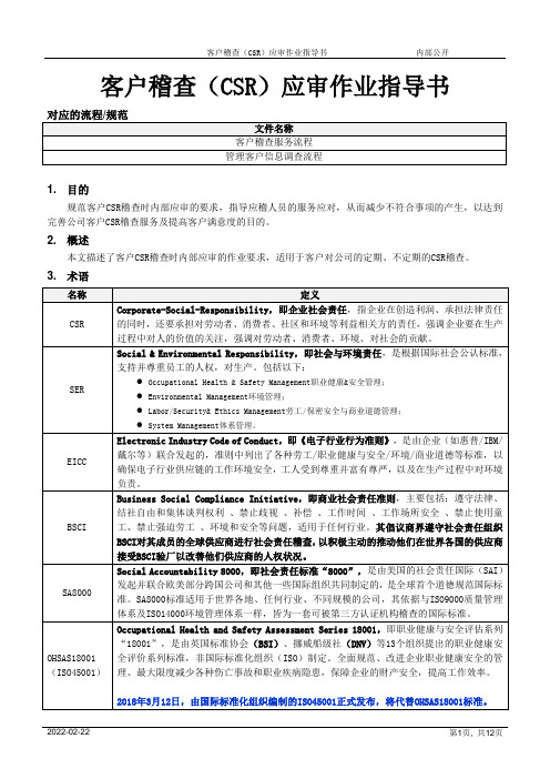 客户稽查(CSR)应审作业指导书[模板]