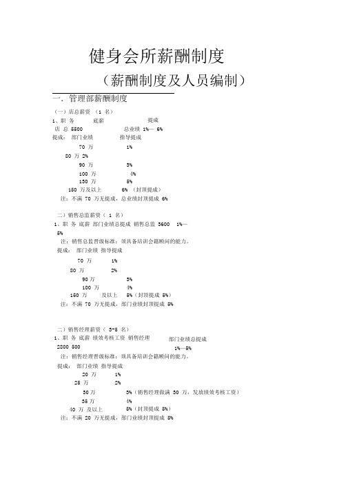 健身会所薪酬制度