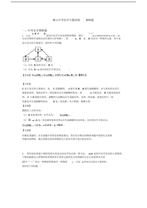 佛山中考化学专题训练推断题.docx