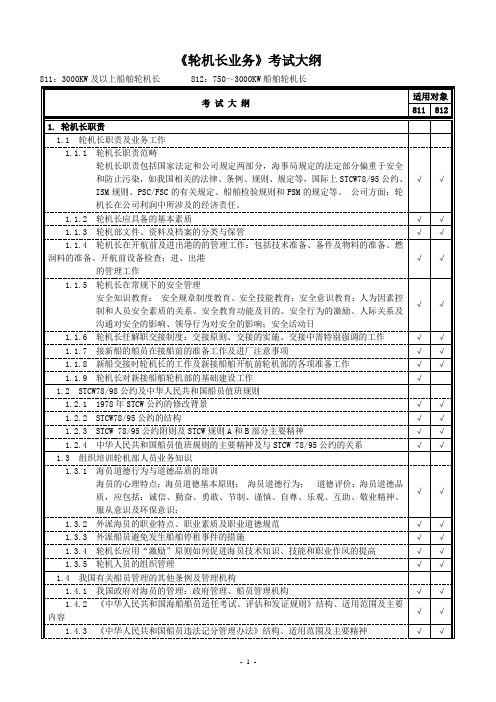 《轮机长业务》考试大纲ok