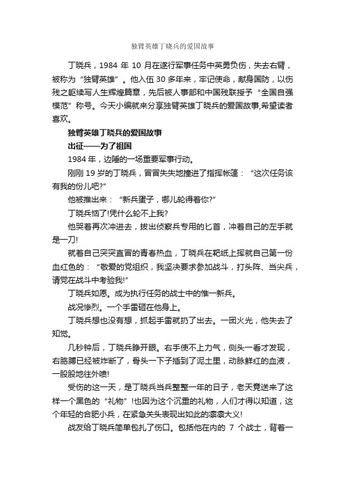 独臂英雄丁晓兵的爱国故事_爱国作文