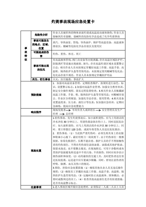 灼烫事故现场应急处置卡