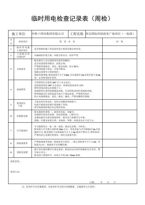 临时用电检查记录表