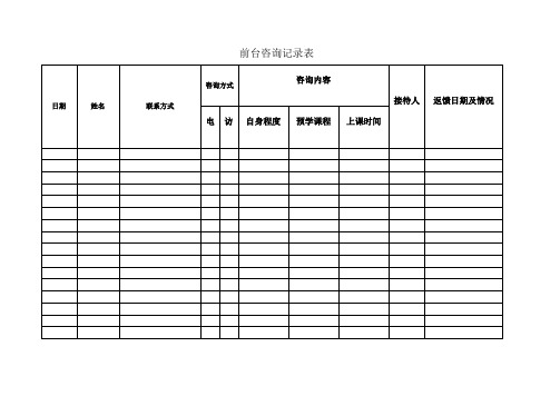 教育培训机构表格