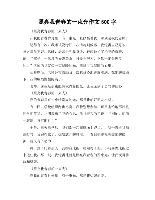 照亮我青春的一束光作文500字