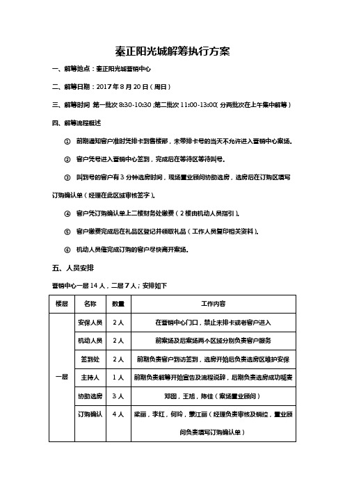 开盘解筹执行方案