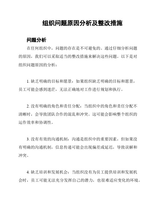 组织问题原因分析及整改措施