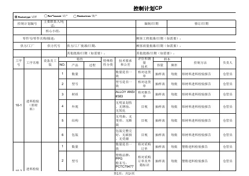 控制计划CP