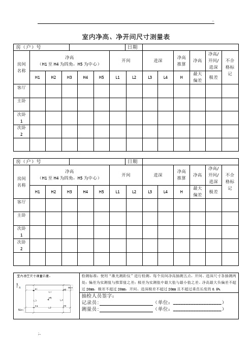 (新)室内净高、净开间尺寸测量表