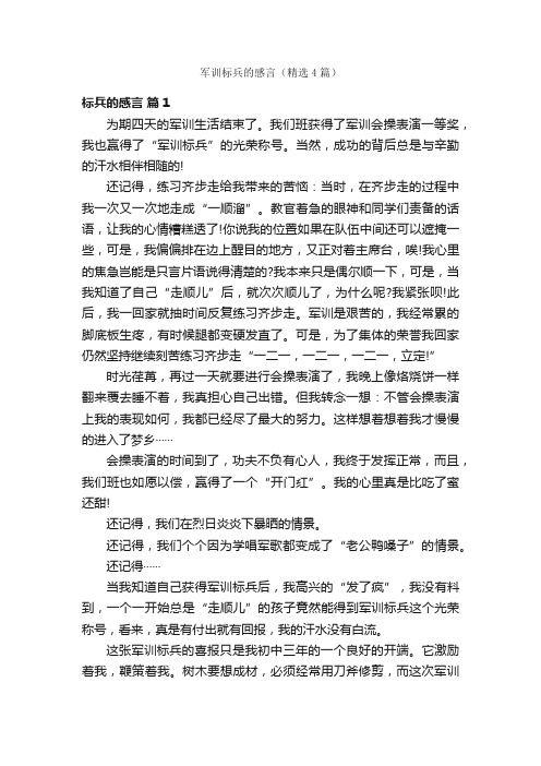 军训标兵的感言（精选4篇）