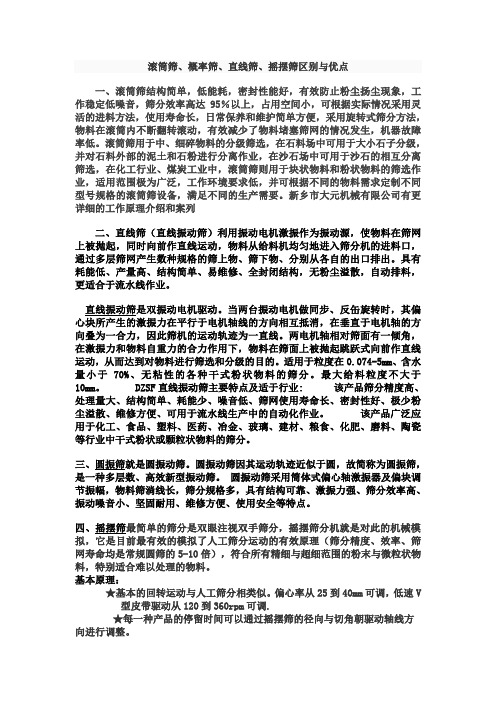 滚筒筛直线筛摇摆筛区别