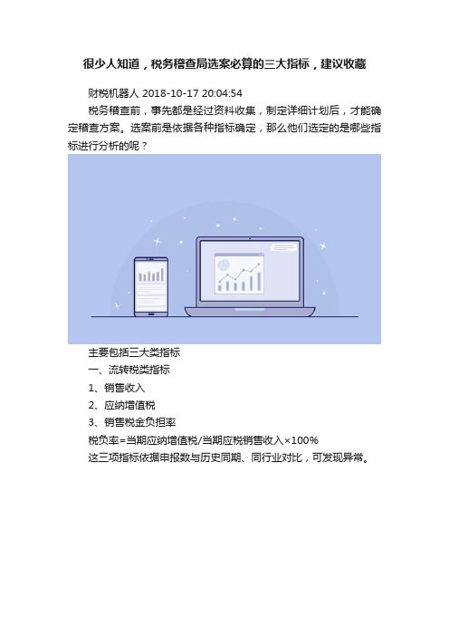 很少人知道，税务稽查局选案必算的三大指标，建议收藏