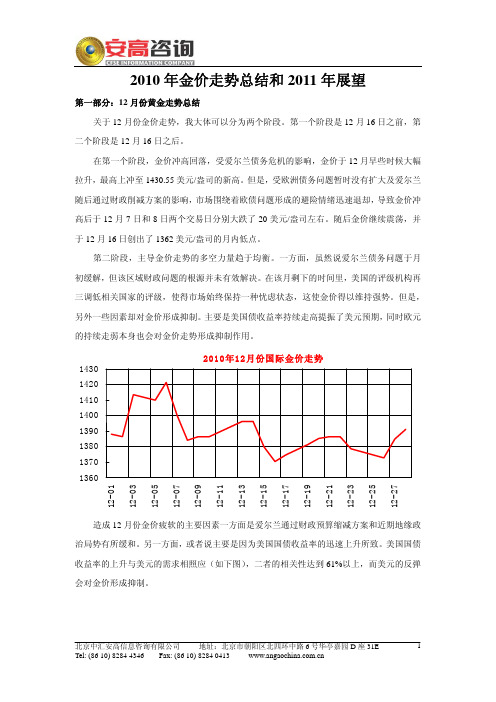 2010年金价走势总结和2011年展望