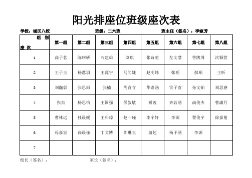 二六班学生座次表 - 副本