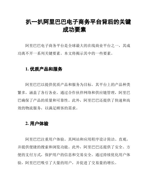 扒一扒阿里巴巴电子商务平台背后的关键成功要素