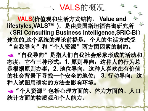 VALS价值观和生活方式结构细分系统ppt课件