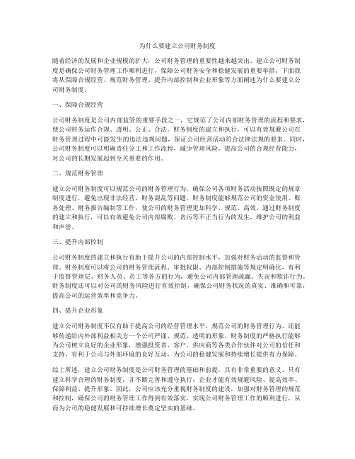 为什么要建立公司财务制度