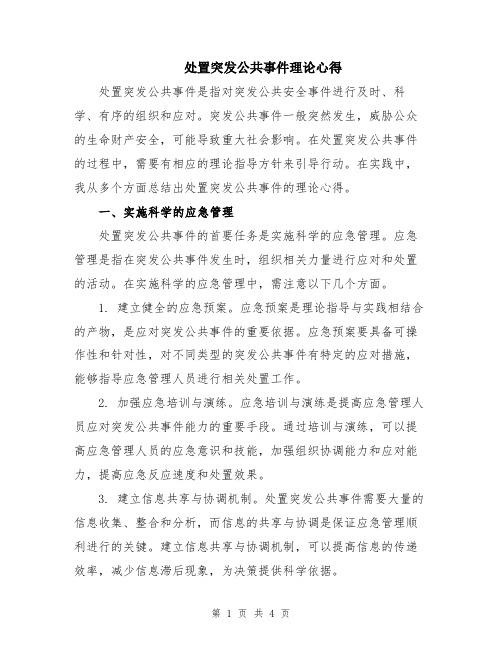 处置突发公共事件理论心得