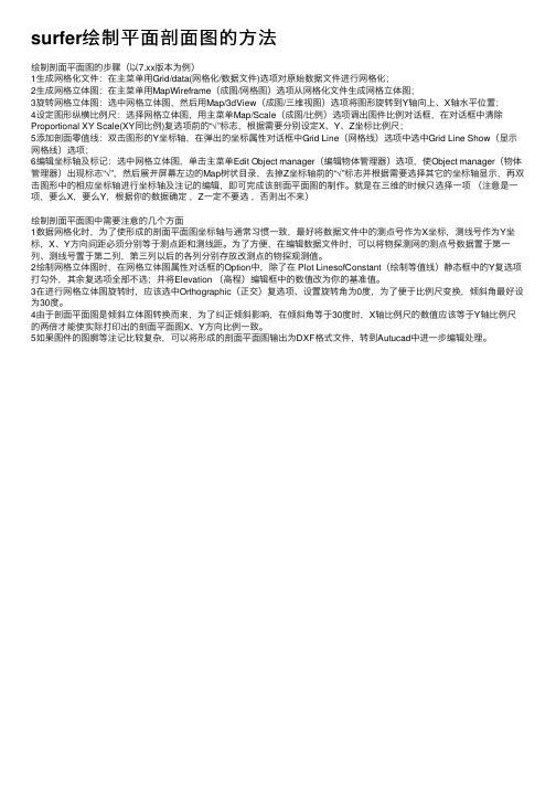 surfer绘制平面剖面图的方法