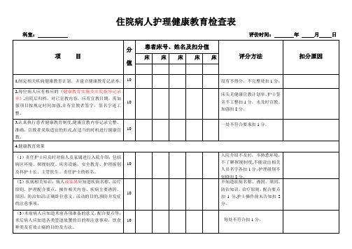 健康教育检查表【范本模板】