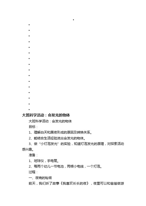 大班科学活动：会发光的物体