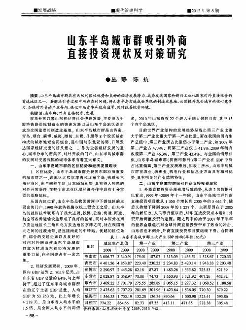 山东半岛城市群吸引外商直接投资现状及对策研究