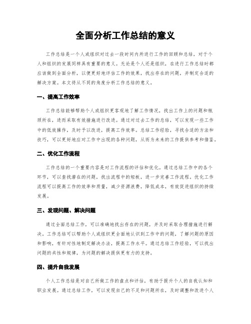 全面分析工作总结的意义