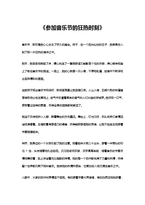 参加音乐节的狂热时刻作文