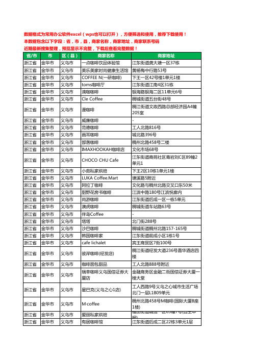 2020新版浙江省金华市义乌市咖啡厅工商企业公司商家名录名单联系电话号码地址大全224家