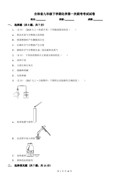 吉林省九年级下学期化学第一次联考考试试卷