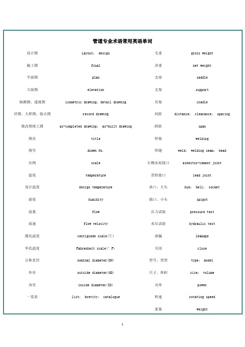 给排水专业术语常用英语单词