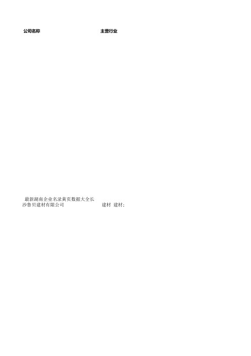 最新湖南企业名录数据大全