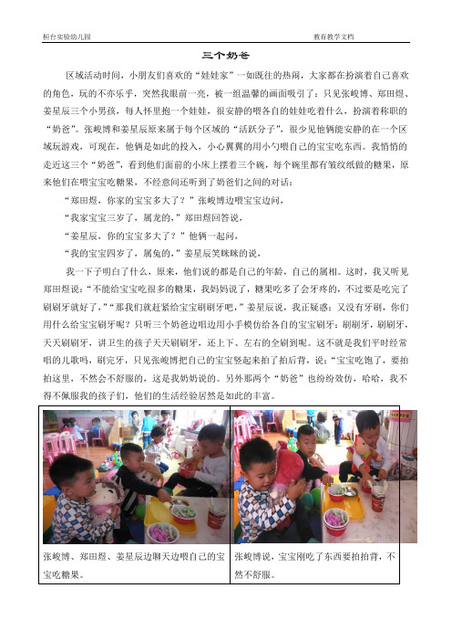 幼儿园游戏观察记录：三个奶爸