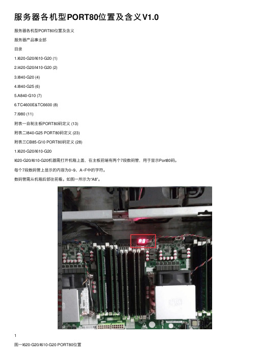 服务器各机型PORT80位置及含义V1.0