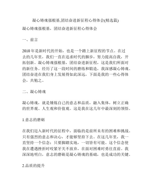 凝心铸魂强根基,团结奋进新征程心得体会(精选篇)