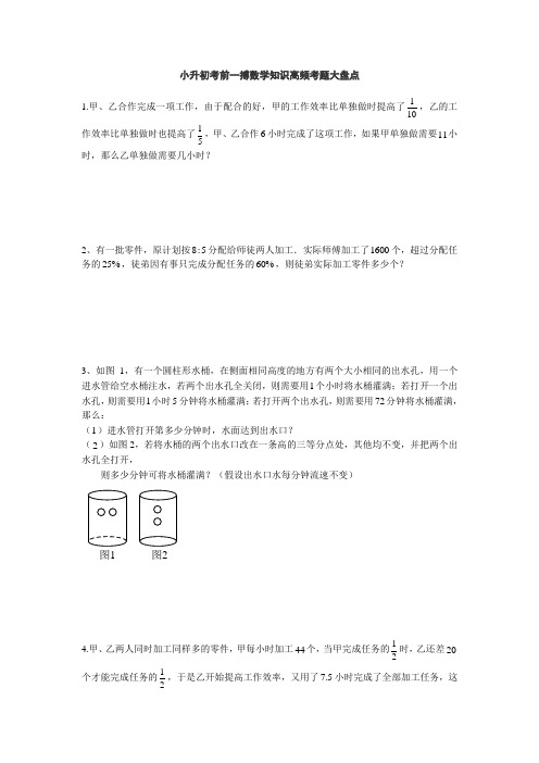 六年级下册数学  小升初考前一搏数学知识高频考题大盘点  人教版