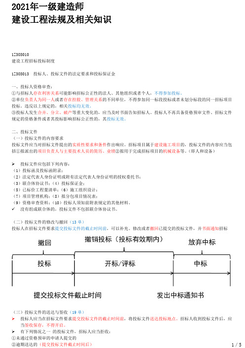 2021年一建法规章节考点精析 1Z303010-建设工程招标投标制度(四)