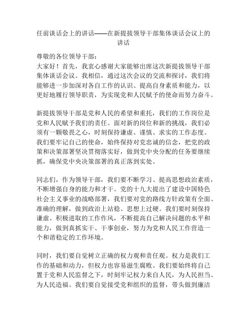 任前谈话会上的讲话——在新提拔领导干部集体谈话会议上的讲话