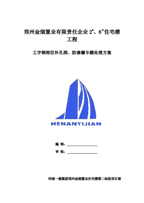 工字钢部位补孔洞、防渗漏专项处理施工方案