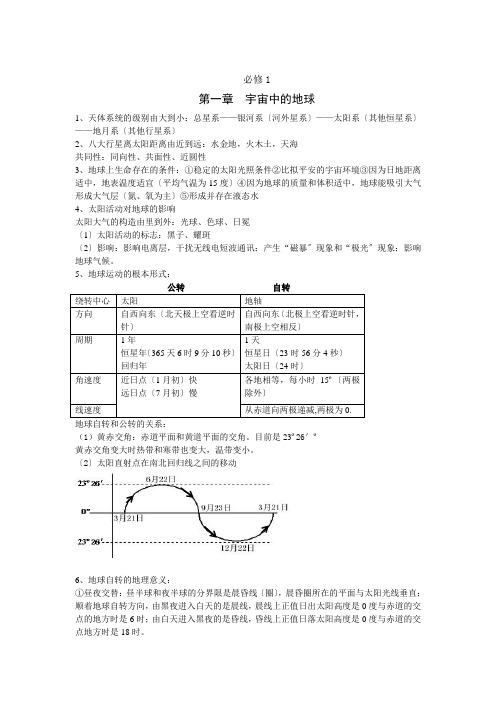 高中地理从必修一前三章知识点